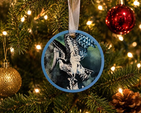 Osprey Watercolor Aluminum Ornament – Signed Bird Art