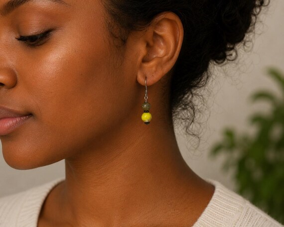 Glass and Agate Earrings