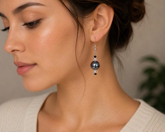Glass Pearl and Crystal Earrings