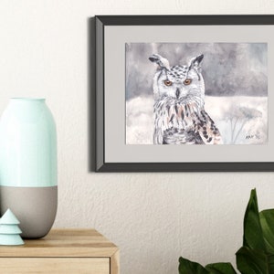 Snowy Owl Painting - Matted Print | Wall Art | Wildlife Art | Nature Decor | Bird Lover Gift