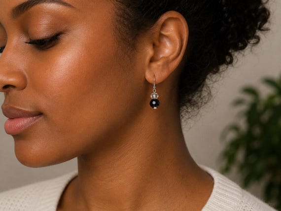 Onyx and Crystal Earrings