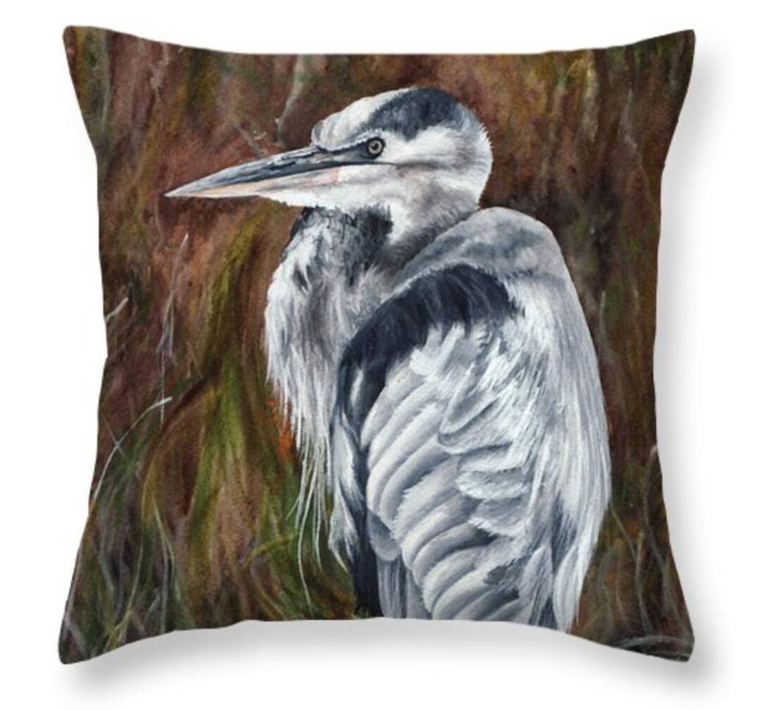 Great Blue Heron Pillow Etsy