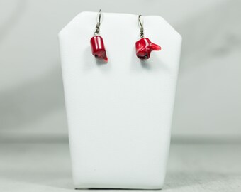 Ethical Coral Gem Silver Stud Earrings | Eco-Friendly Jewellery