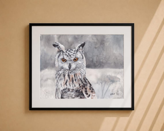 Snowy Owl Painting - Matted Print | Wall Art | Wildlife Art | Nature Decor | Bird Lover Gift