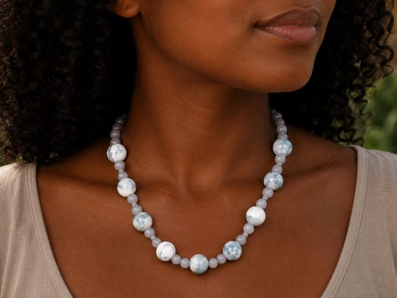 Purple Agate Gray Crystals | Handmade Jewelry