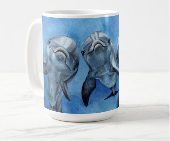 Dolphin Mug: Katherine's Watercolor Painting, 15 oz
