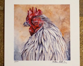 Limited Edition Print of Chicken/Rooster Watercolor Painting