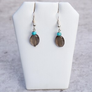 Turquoise and Smokey Quartz Earrings