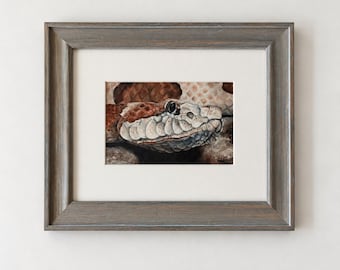 Original Copperhead Snake Watercolor Painting, Snake Wall Art