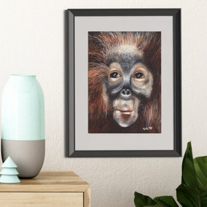 Sweet Orangutan Painting - Matted Print | Wall Art | Wildlife Art