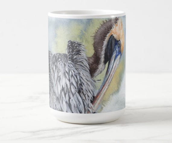 Pelican Mug: Katherine's Watercolor Painting, 15 oz