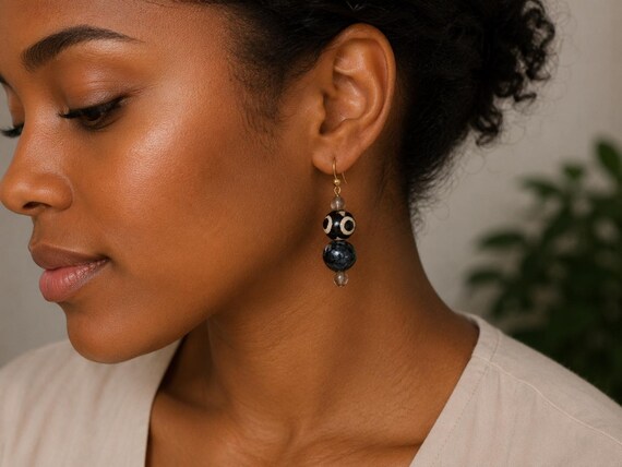 Agate and Onyx Earrings