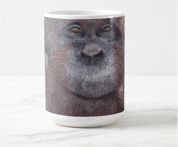 Orangutan Mug: Katherine's Watercolor Painting, 15 oz.
