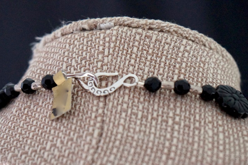 Black Agate and Sterling Pendant with Onyx