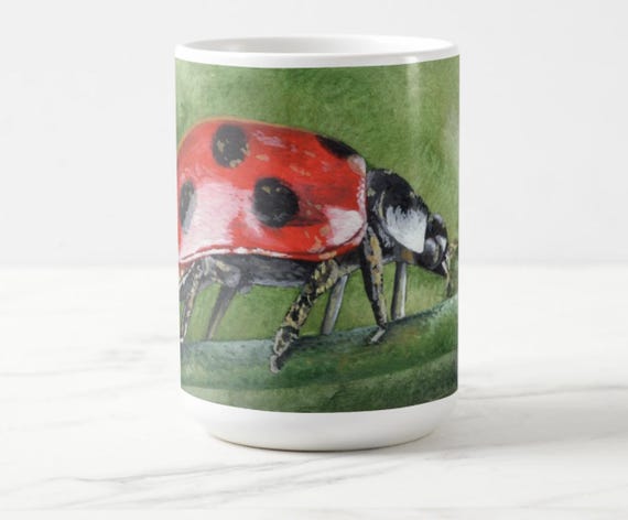 Ladybug Watercolor Painting 15 oz. Mug