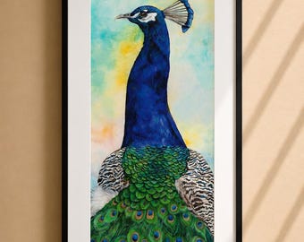 Regal Peacock - Matted Print | Wildlife Art | Wall Art | Nature Home Decor | Bird Lover Gift