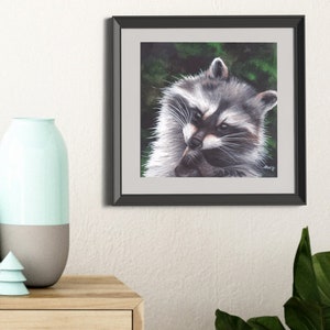 Adorable Raccoon Painting - Matted Print