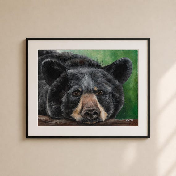 Louisiana Black Bear Art - Matted Print