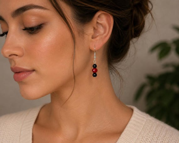 Red and Black Crystal Earrings