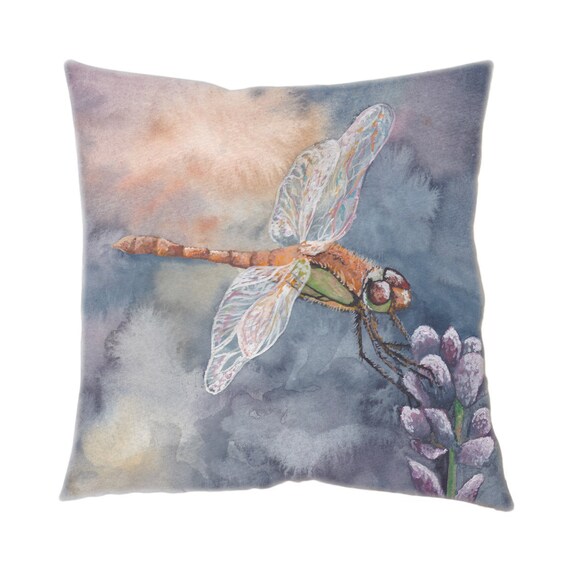 Dragonfly Pillow | Etsy Dragonfly Throw Pillow Cushion Cover