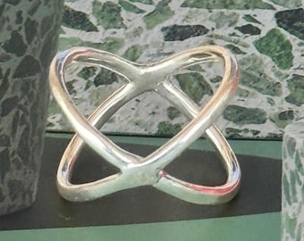 Minimalist Sterling Silver X Ring | Handmade Criss Cross Double Band