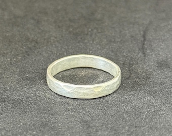 Handmade Hammered 925 Sterling Silver Band Ring – Unisex Minimalist Stacking Ring