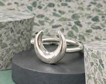 Handmade 925 Sterling Silver Crescent Moon Ring| Celestial Jewelry | Boho| Gift for Her