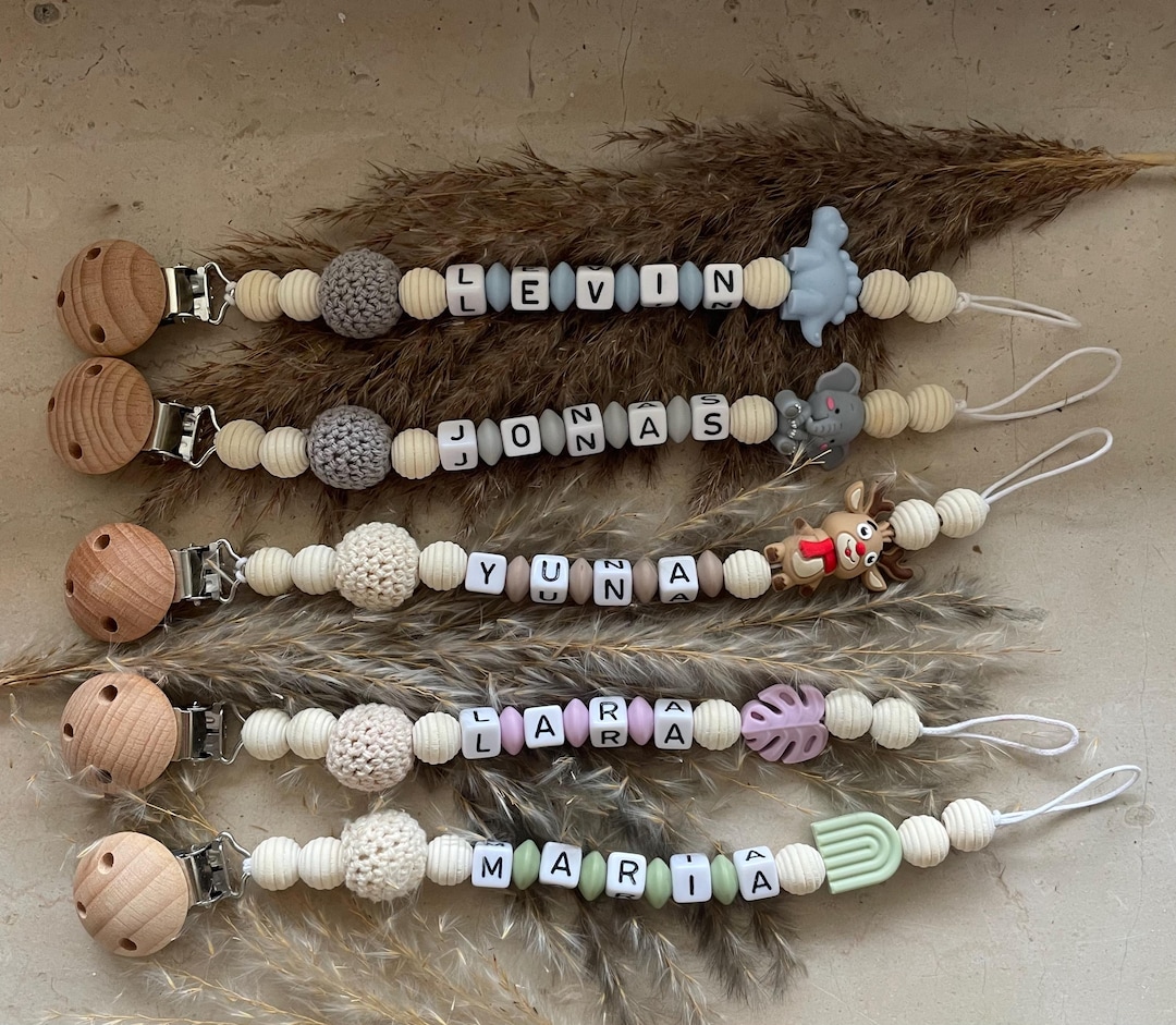 Unique Pacifier Chain Personalized Baby Pacifier Chain With Name, Handmade, Silicone Beads ...
