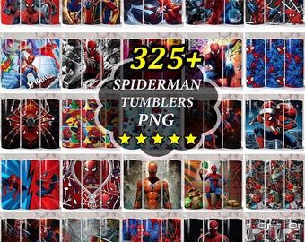 Spiderman Tumbler Wrap Bundle: 3D Cartoon PNG, Superhero Tumbler Designs ,Sublimation Design (Digital Download)