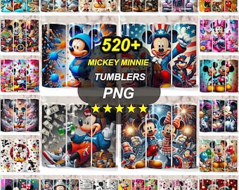 520+ Mickey Mouse Tumbler Wrap Bundle, Minnie Sublimation, American Theme PNGs (Digital Download)