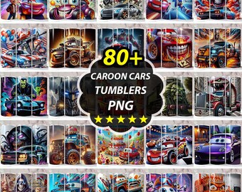 Ensemble PNG d'emballages de gobelets de voitures de dessins animés, Monster Trucks (téléchargement numérique)