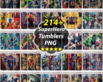 214+ Comic Hero and Villain Tumbler Wrap PNG Mega Bundle, 3D Action Movie 20oz Skinny Tumbler Sublimation Designs, Digital Download