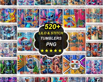 520+ Tumbler Wrap Bundle, Stitch Sublimation Designs, 3D Inflated Stitch Tumblers PNG (Digital Download)