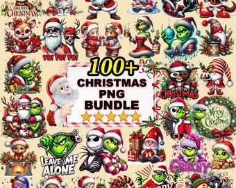 100+ Christmas PNG Bundle, Retro Holiday Clipart, Winter Sublimation Designs (Digital Download)
