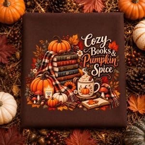 Cozy Books Pumpkin Spice png, Fall Books PNG, Pumpkin Spice PNG, Autumn Sublimation Design, Cozy Fall Shirt PNG, Thanksgiving png