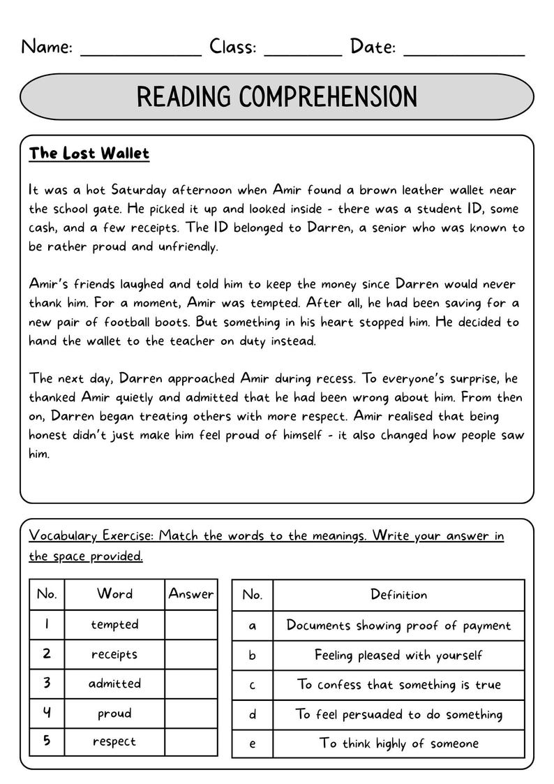 Fun Reading Comprehension Worksheets for Primary 5 & 6 | Malaysian ...
