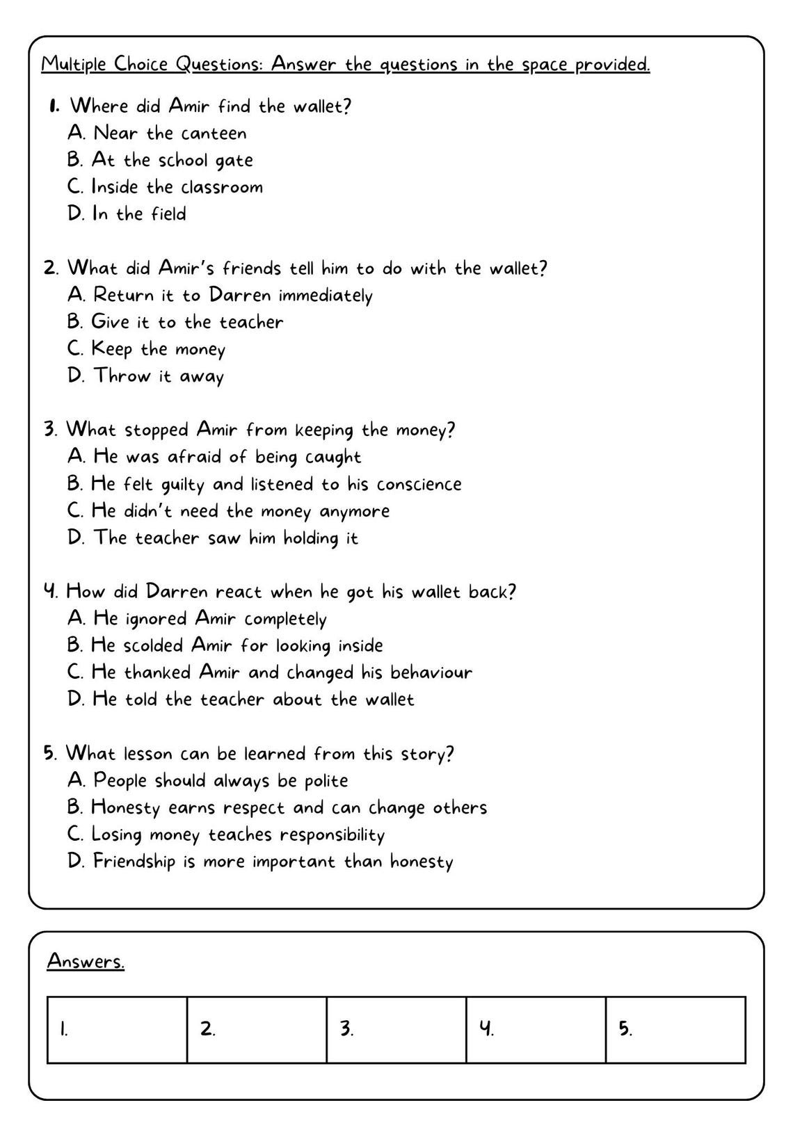 Fun Reading Comprehension Worksheets for Primary 5 & 6 | Malaysian ...