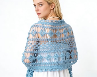 Purple Haze Wrap Häkelanleitung | Seiden-Mohair-Schal | Mittelstufe | Muschelstich Design