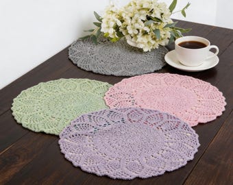 Schema per tovaglietta all'uncinetto, decorazioni primaverili pastello (schema PDF, download immediato)