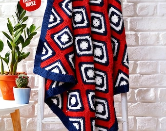 Patrón de manta de rombos cuadrados de la abuela / Descarga instantánea en PDF para principiantes