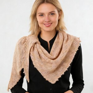 Picots & Leaves Shawlette Crochet Pattern, Beginner DK Shawl (PDF Pattern, Instant Download)