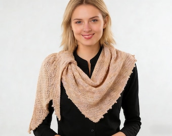 Picots & Leaves Shawlette Crochet Pattern, Beginner DK Shawl (PDF Pattern, Instant Download)
