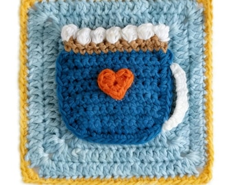 Kaffeebecher - Weihnachts Oma Quadrat Häkelmuster | Sofort PDF Download | Anfängerfreundliches Urlaubsmotiv