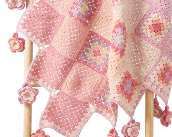 Patrón de manta de flores cuadradas de la abuela / Descarga instantánea en PDF para principiantes