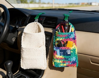 Organizzatore per cruscotto, modello all'uncinetto in PDF, organizzatore per auto, principiante sicuro, download immediato