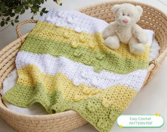 Modello per copertina per neonati all'uncinetto con farfalle - Coperta facile per principianti (modello in PDF)