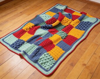 Tactical Squares Throw Crochet Pattern | Textured Blanket | 4 Stitch Types | Intermediate Level