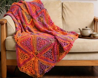 Schema all'uncinetto per coperta afghana Sunset at Red Rock in PDF per uncinettisti di livello intermedio