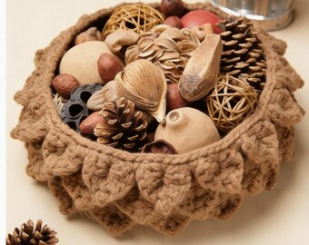 Easy Crochet  Pine Cone Basket Pattern | Easy PDF Instant Download