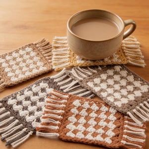 Easy Crochet Mug Rug Pattern, Worsted Cotton Coaster Set，Pattern PDF (Instant Download)